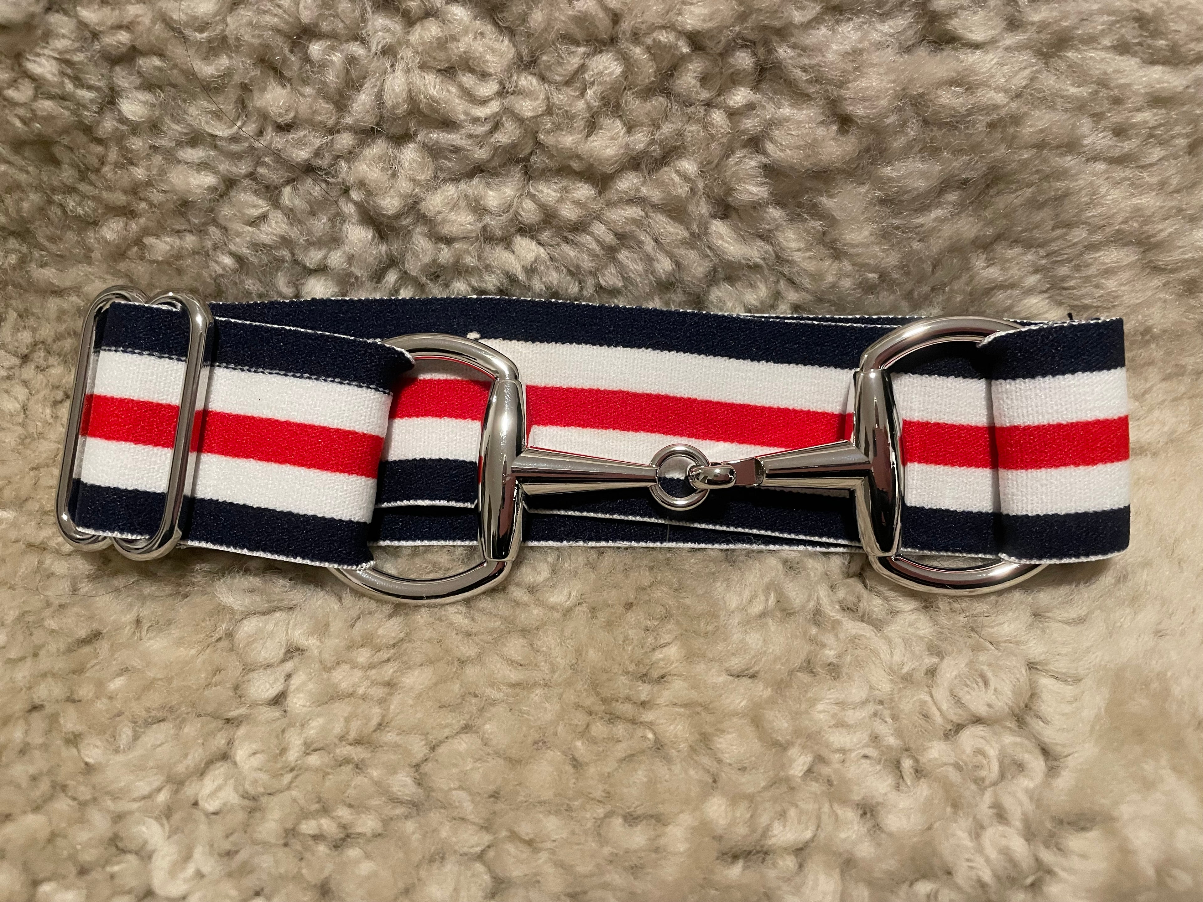 Snaffle bit Belte rødt, hvit og blått