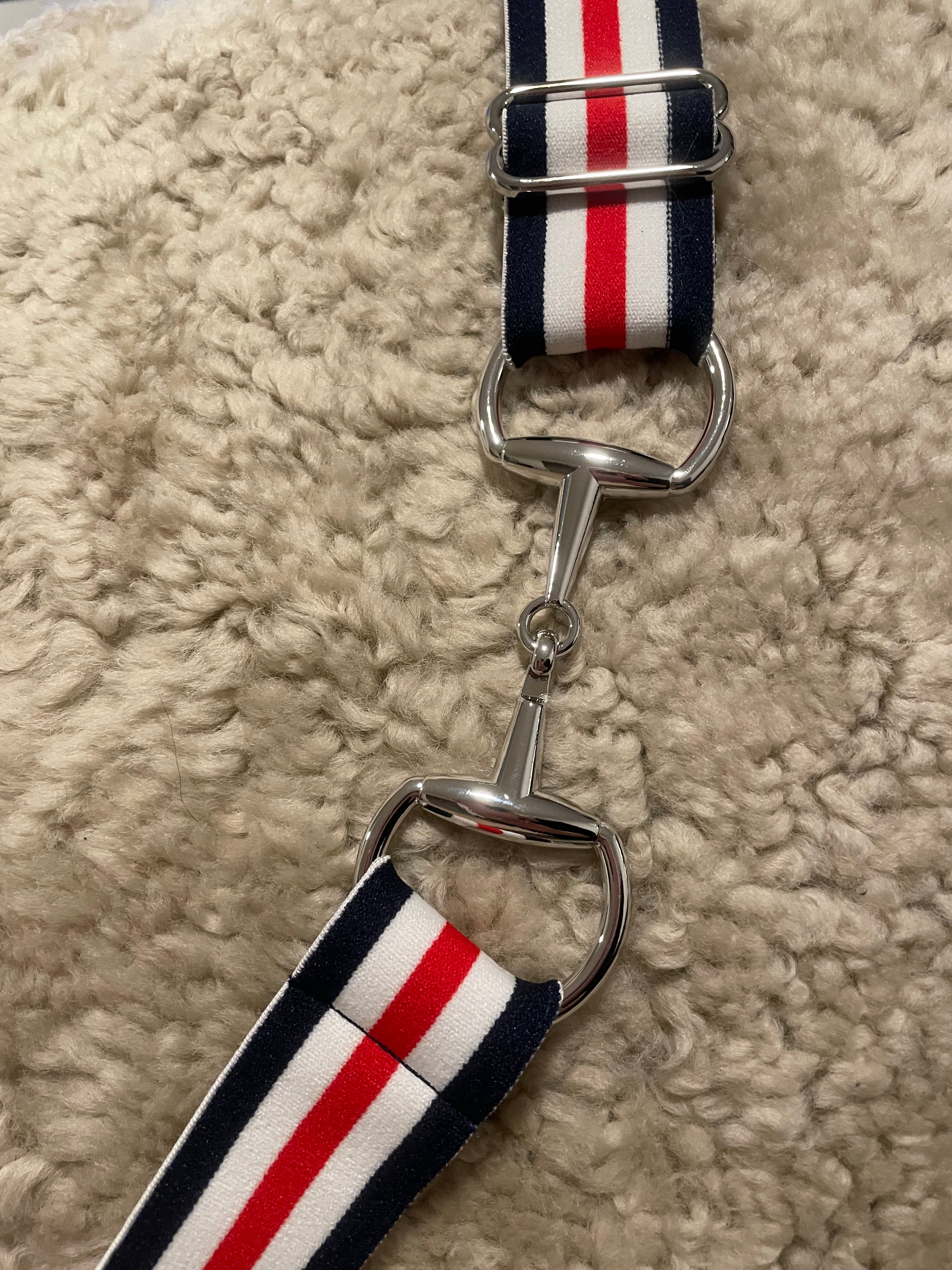 Snaffle bit Belte rødt, hvit og blått