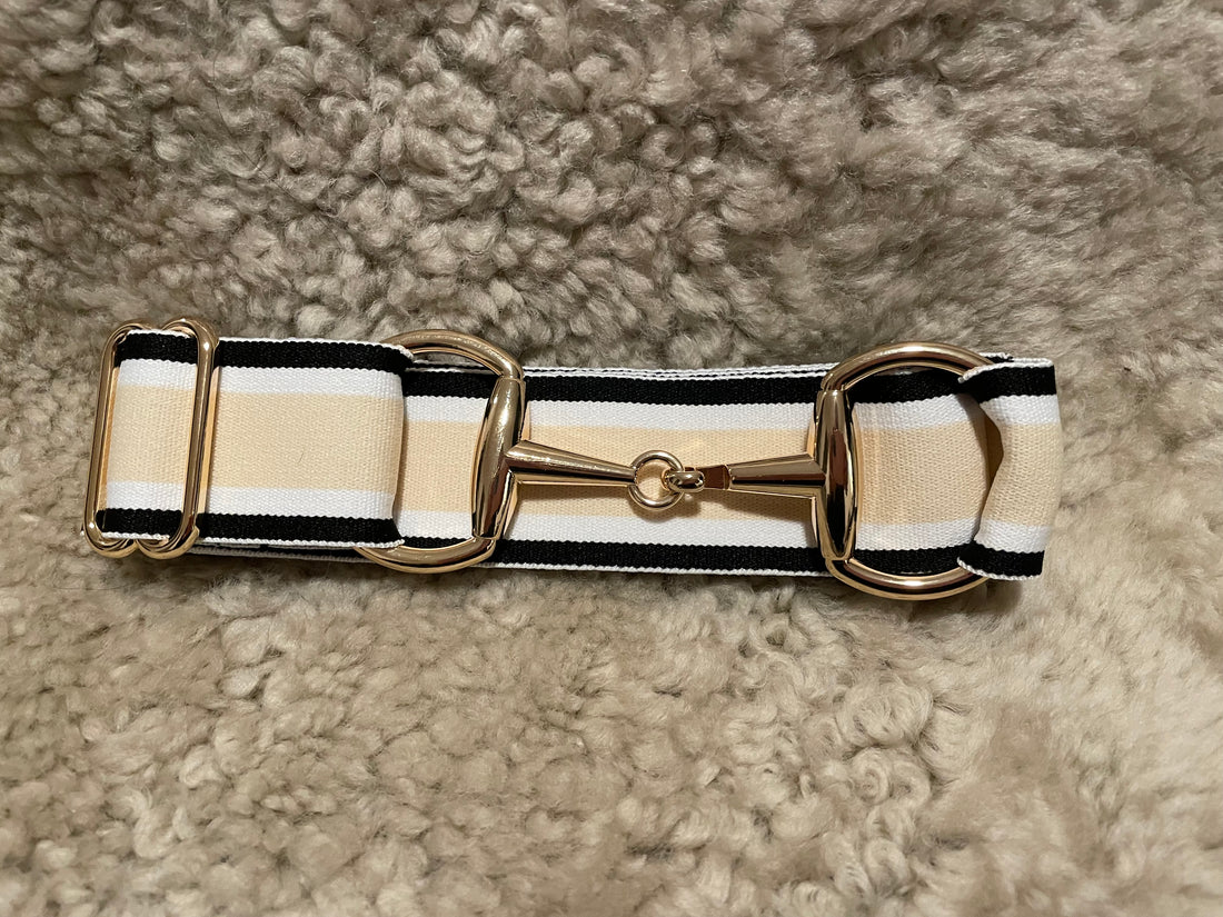 Snaffle bit Belte beige, hvit og sort