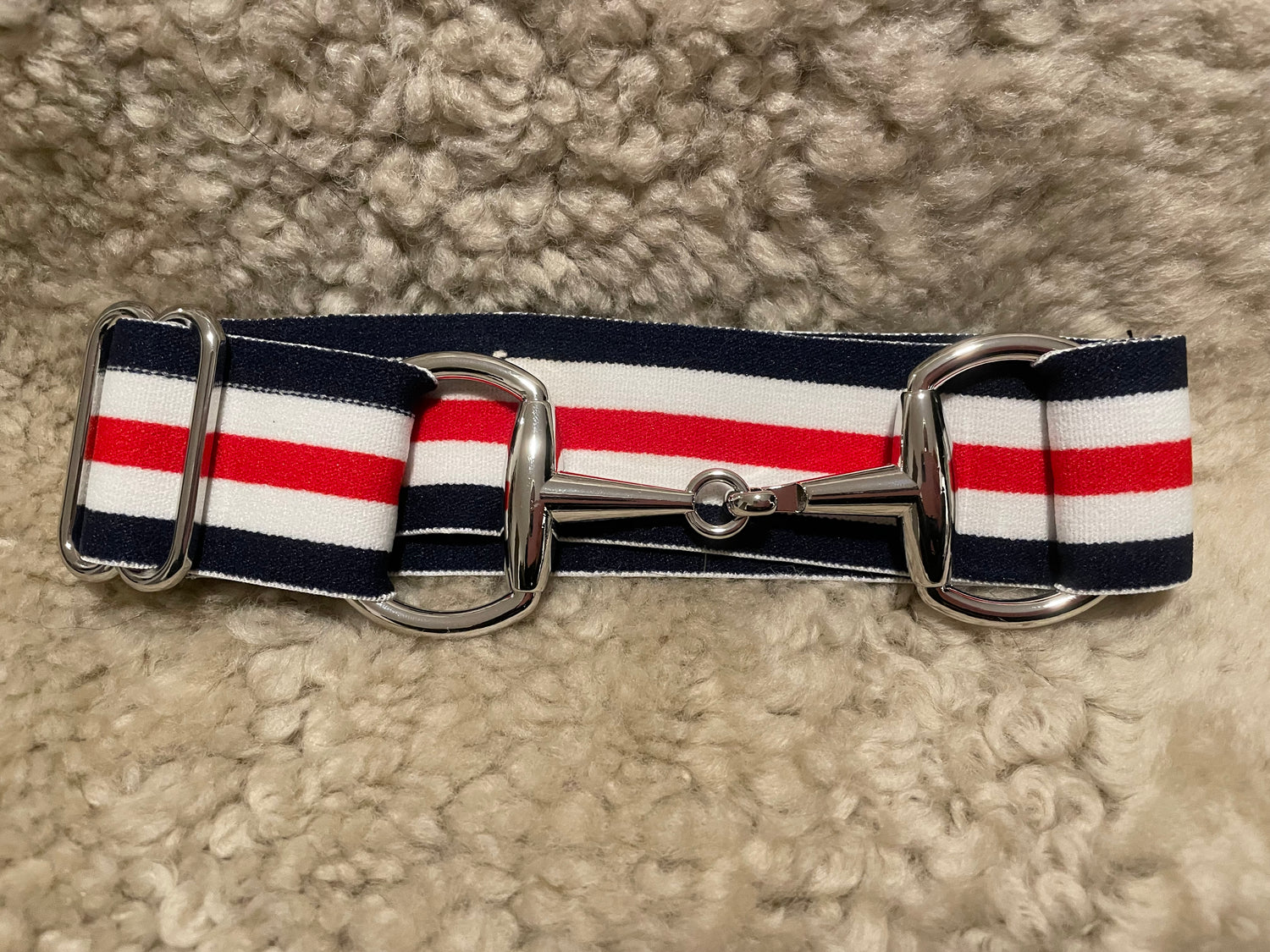 Snaffle bit Belte rødt, hvit og blått