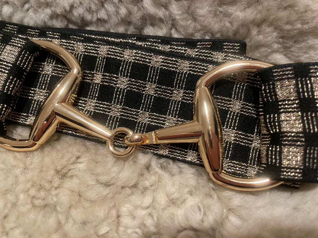 Snaffle bit Belte sort og gull